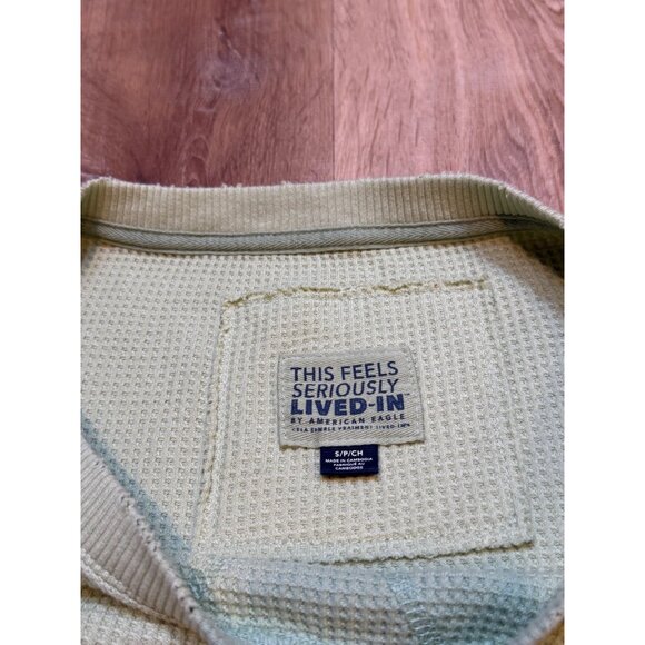 American Eagle This Feels Seriously Lived In Waffle Knit Oversized Crewneck Swea - Picture 4 of 5